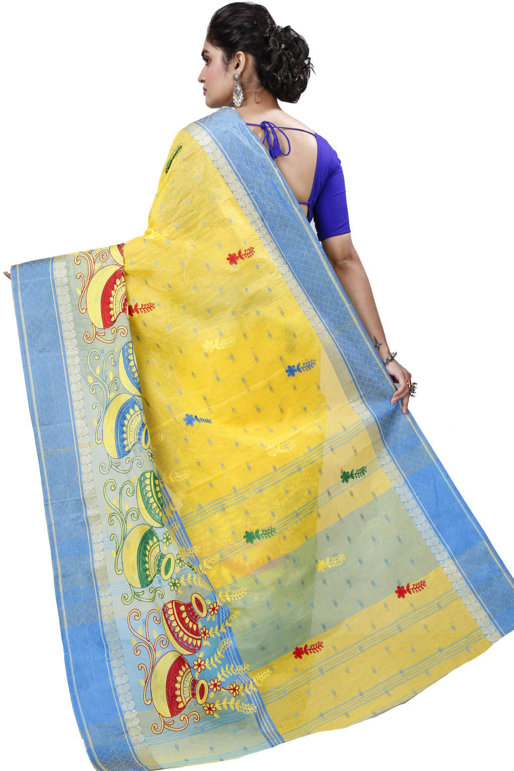 Light Yellow Pure Cotton Embi_Ganga_Buti Tant Embroidery (1003)